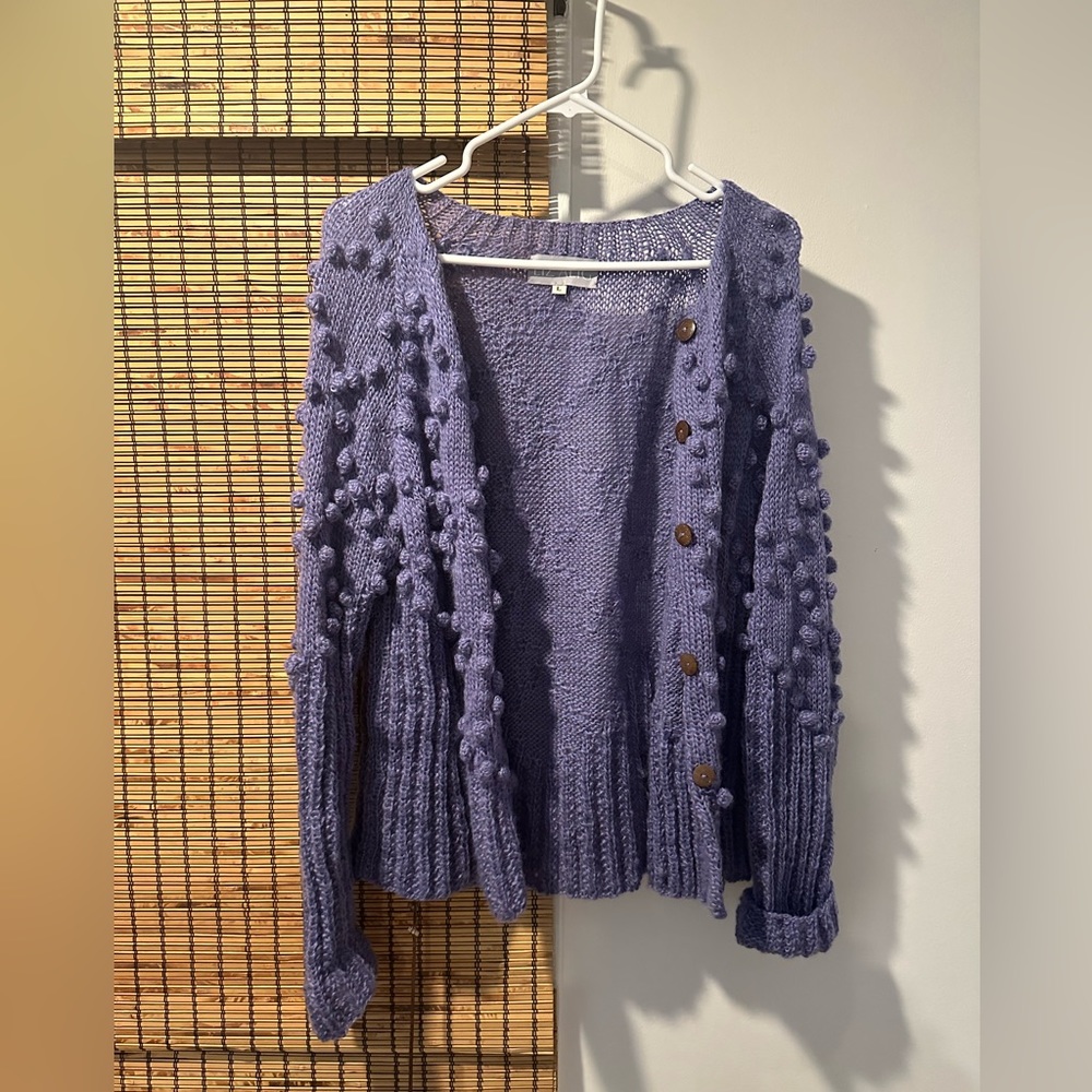 Hand Knit Lavendar Cardigan